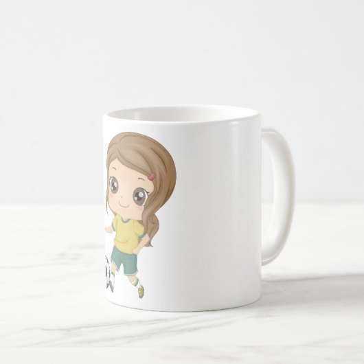 Girl Playing Soccer Adorable Kids Sports Koffiemok (Voorkant rechts)