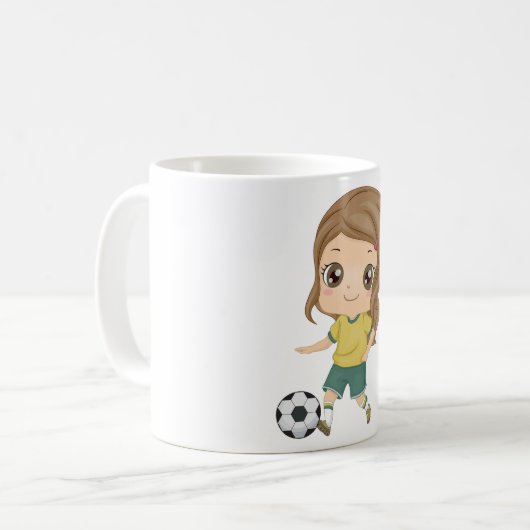 Girl Playing Soccer Adorable Kids Sports Koffiemok (Voorkant links)