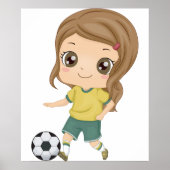 Girl Playing Soccer Adorable Kids Sports Poster (Voorkant)