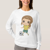 Girl Playing Soccer Adorable Kids Sports T-shirt (Voorkant)