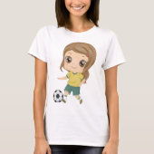 Girl Playing Soccer Adorable Kids Sports T-shirt (Voorkant)