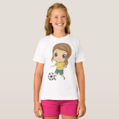 Girl Playing Soccer Adorable Kids Sports T-shirt (Voorkant volledig)
