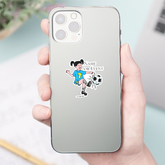 Girl Playing Soccer  Sticker (Telefoon)