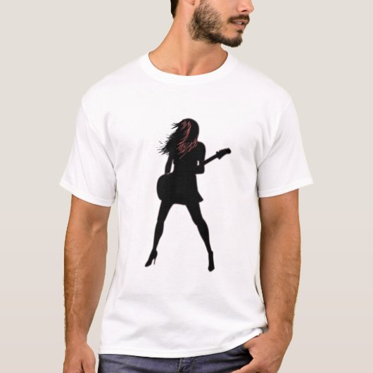 Girl Plays Guitar T-Shirt Rock N Roll Party (Voorkant)