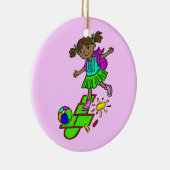 Girl Plays Hopscotch Keramisch Ornament (Rechts)