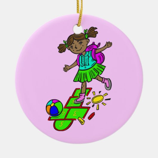 Girl Plays Hopscotch Keramisch Ornament (Voorkant)