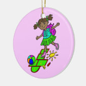 Girl Plays Hopscotch Keramisch Ornament (Links)
