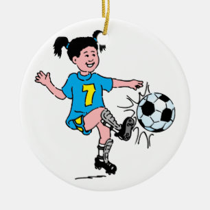Girl Plays Soccer Keramisch Ornament