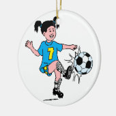 Girl Plays Soccer Keramisch Ornament (Links)