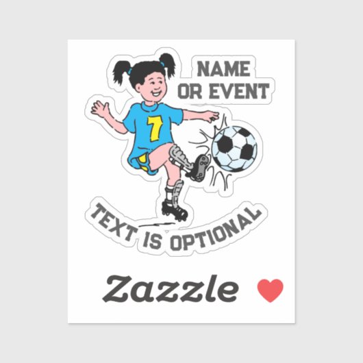 Girl Plays Soccer Sticker (Vel)