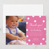 Girl polka gestippeld verjaardagskaart bedankkaart (Voorkant / Achterkant)