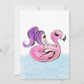 Girl Pool Party Glitter Tropische Zomerverjaardag Kaart (Achterkant)