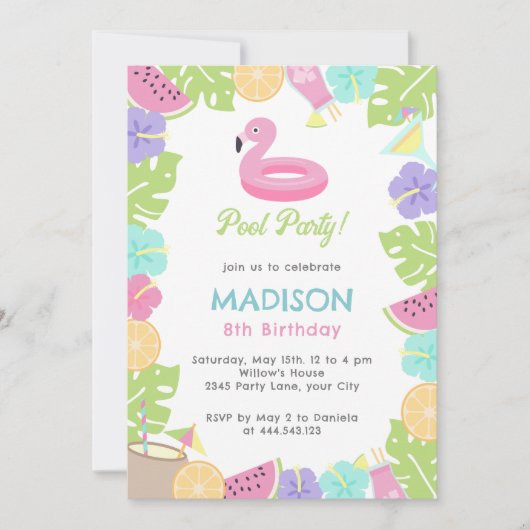 Girl Pool party Kaart (Voorkant)