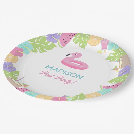 Girl Pool party Papieren Bordje (Gekanteld)