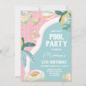 Girl Pool Party Verjaardagsfeestje Kaart (Voorkant)