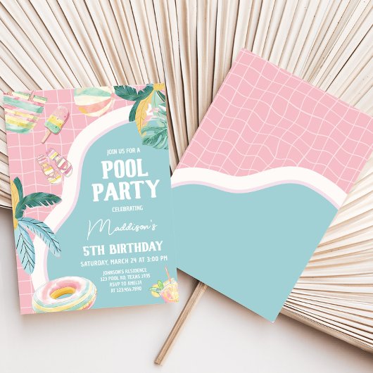 Girl Pool Party Verjaardagsfeestje Kaart