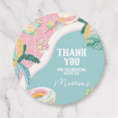 Girl Pool Party Verjaardagsfeestje Ronde Bedankjes Labels (Voorkant)