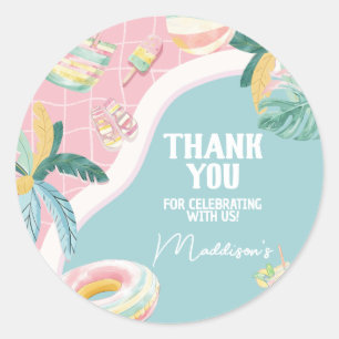 Girl Pool Party Verjaardagsfeestje Ronde Sticker
