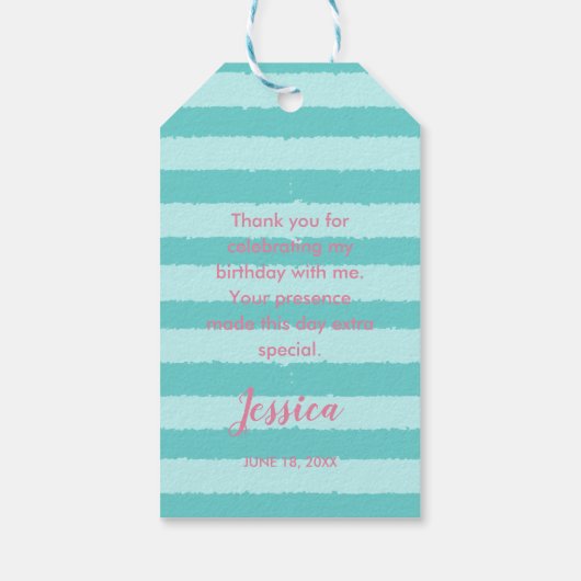 Girl Pool Verjaardagsfeestje Cadeaulabel (Achterkant)