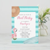 Girl Pool Verjaardagsfeestje Kaart (Staand voorkant)