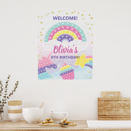 Girl Pop It Fidget Birthday Party Poster (Keuken)