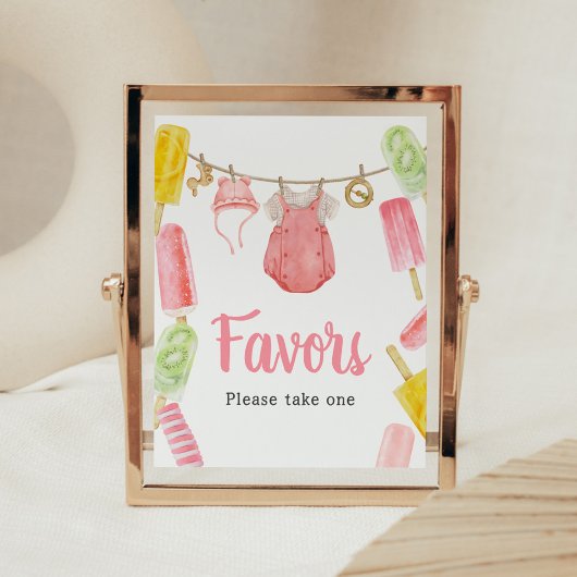Girl Popsicle Baby shower Favors Poster