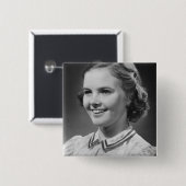 Girl Posing in Studio Vierkante Button 5,1 Cm (Voorkant /achterkant)
