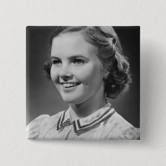 Girl Posing in Studio Vierkante Button 5,1 Cm (Voorkant)