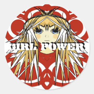 Girl Power Anime Ultra Cute Girl Blonde Long Hair Ronde Sticker