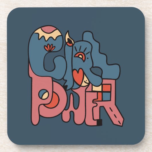 Girl Power Bier Onderzetter (Voorkant)