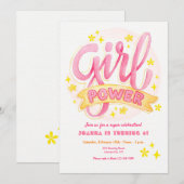 Girl Power Birthday Party Kaart (Voorkant / Achterkant)