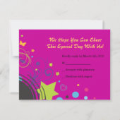 Girl Power Bright Bat Mitzvah Invitation Party RSVP Kaartje (Voorkant)