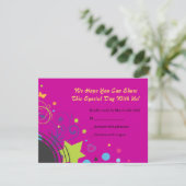 Girl Power Bright Bat Mitzvah Invitation Party RSVP Kaartje (Staand voorkant)