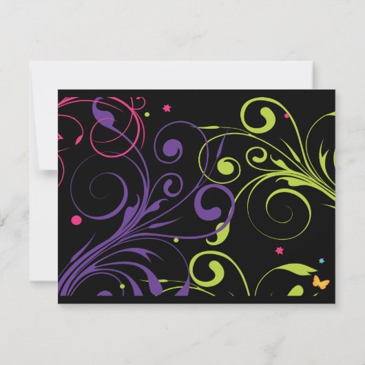 Girl Power Bright Bat Mitzvah Invitation Party RSVP Kaartje (Achterkant)