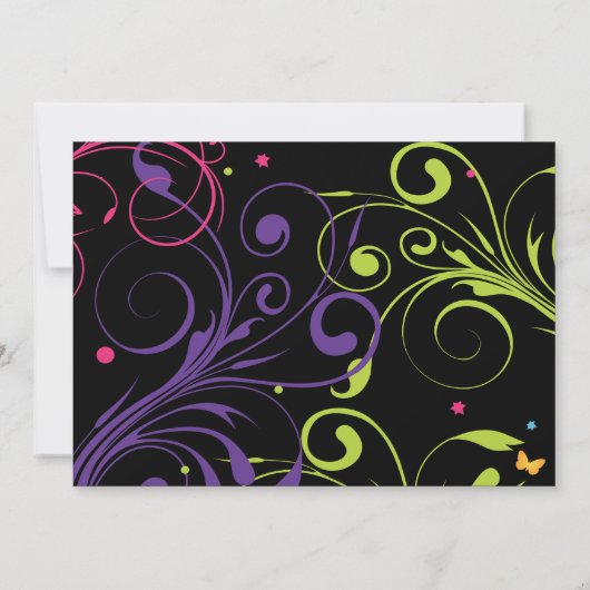 GIRL POWER Bright Bat Mitzvah Uitnodiging (Achterkant)