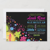 GIRL POWER Bright Bat Mitzvah Uitnodiging (Voorkant)