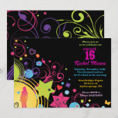 Girl Power Bright Sweet Sixteen 16 Uitnodiging (Voorkant / Achterkant)