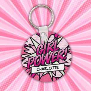 GIRL POWER Comic Book Pink Sleutelhanger