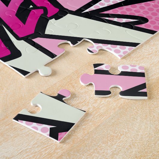 GIRL POWER Comic Book Pop Art Pink Legpuzzel (Zijkant)