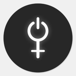 Girl Power Electronic Symbol for Gamer Vrouw Sign Ronde Sticker