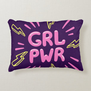 Girl power feminist slogan, violet background. accent kussen