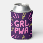 Girl power feminist slogan, violet background. blikjeskoeler (Blikje Voorkant)