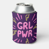 Girl power feminist slogan, violet background. blikjeskoeler (Blikje Achterkant)