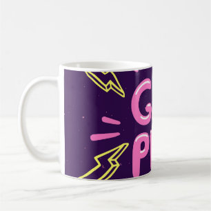 Girl power feminist slogan, violet background. koffiemok