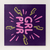 Girl power feminist slogan, violet background. legpuzzel (Horizontaal)
