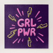 Girl power feminist slogan, violet background. legpuzzel (Verticaal)