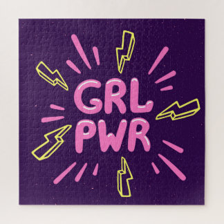 Girl power feminist slogan, violet background. legpuzzel