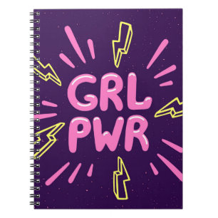 Girl power feminist slogan, violet background. notitieboek