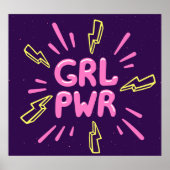 Girl power feminist slogan, violet background. poster (Voorkant)