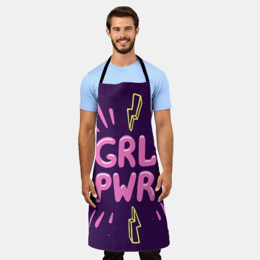 Girl power feminist slogan, violet background. schort (Gedragen)